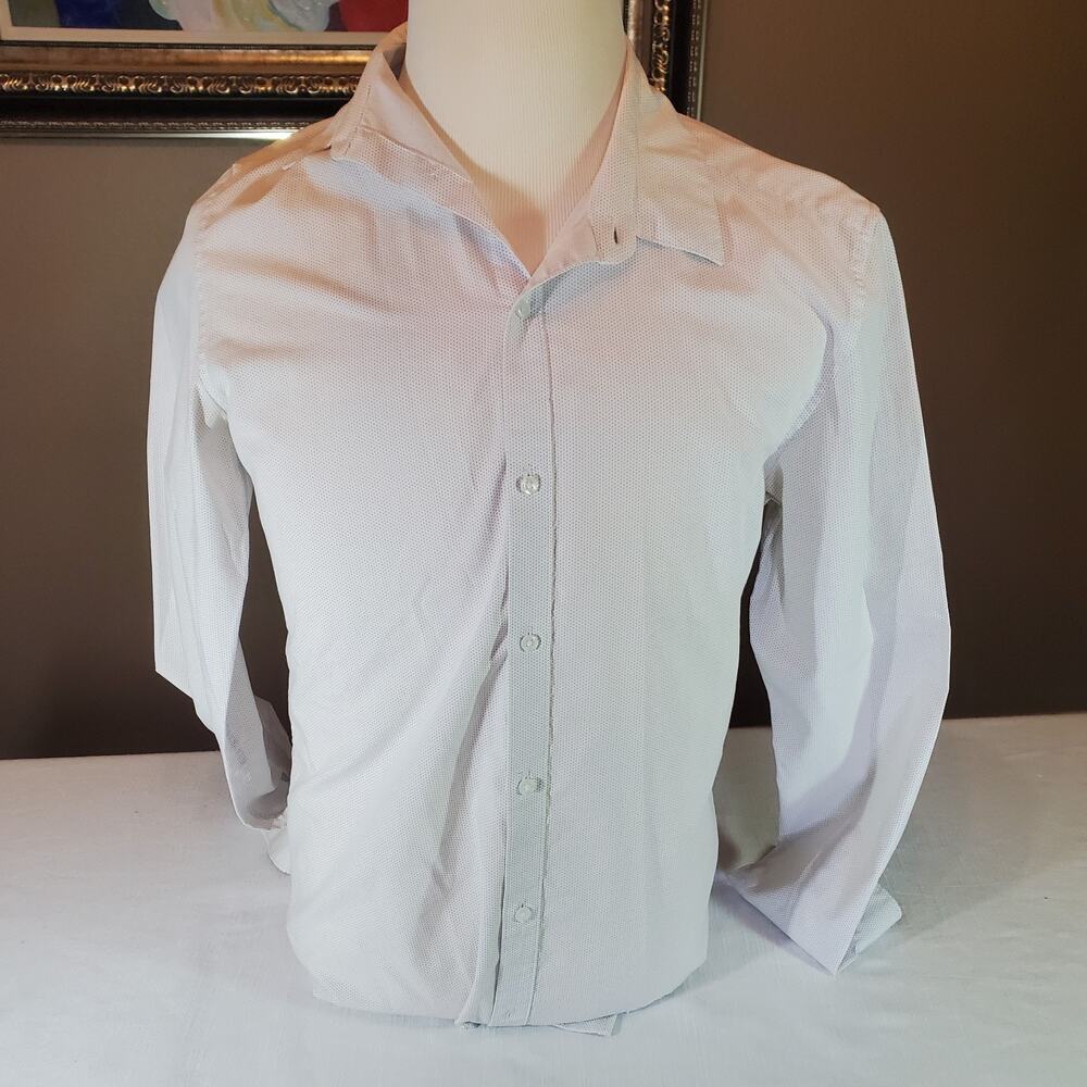H&M Easy Iron Mens Slim Fit Dress Shirt Size Medium White Long Sleeve Button Up